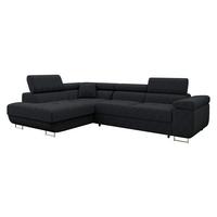 ECKSOFA Torezio Cord, Seite: Links - Schwarz, Holz/Textil (274/203cm) - MIRJAN24