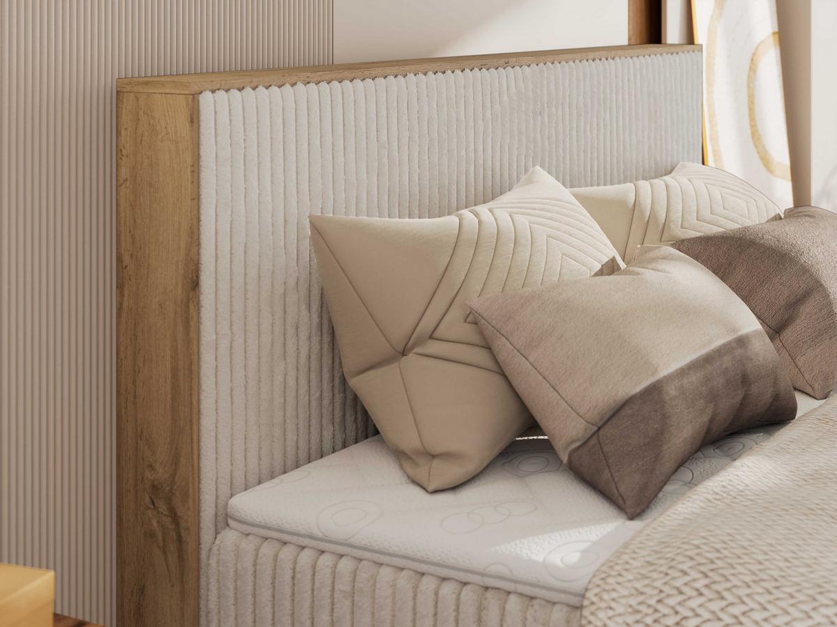 BOXBETT WOOD CLASSIC KING 160/200 - Beige Cord - H3 - Beige, Textil (160/200cm) - MKS