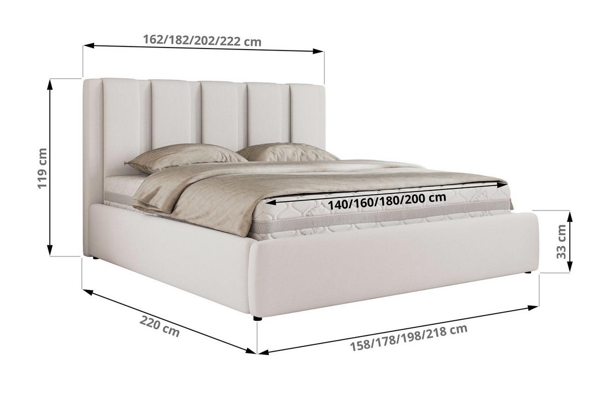 POLSTERBETT SAVINO CLASSIC 180/200 - Weiß Kunstleder - Multipocket-Matratze - Weiß, Textil (180/200cm) - MKS