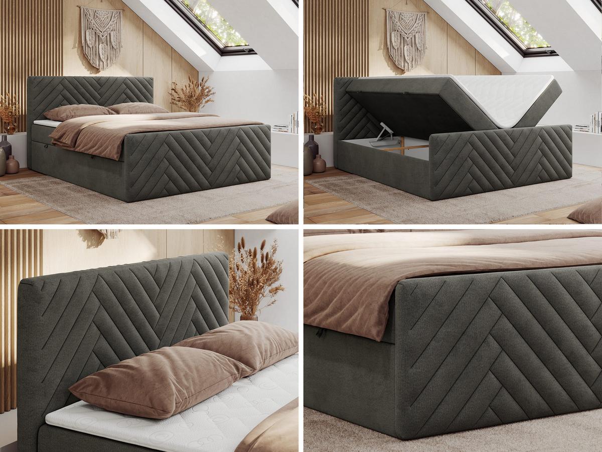 BOXBETT PARIS DUO 180/200 - Dunkelgrau Velvet - H4 - Dunkelgrau, Holz/Textil (180/200cm) - MKS