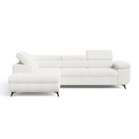 ECKSOFA Argon Creme Links - Creme/Schwarz, Holz/Textil (255/190cm) - Graingold