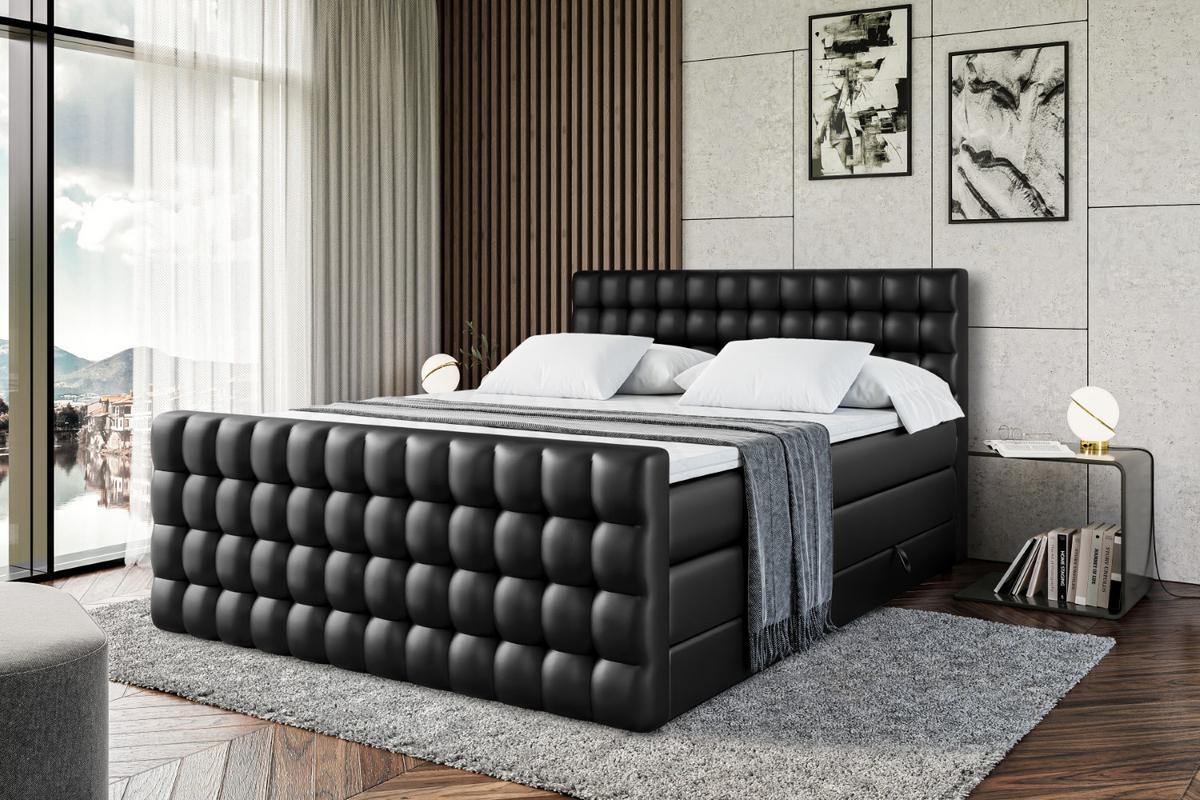 BOXSPRINGBETT VIONE-Z KING - 180 x 200 - H3/H4 - Schwarz Hochglanz - Schwarz Hochglanz, Holzwerkstoff (180/200cm) - ALTDECOR