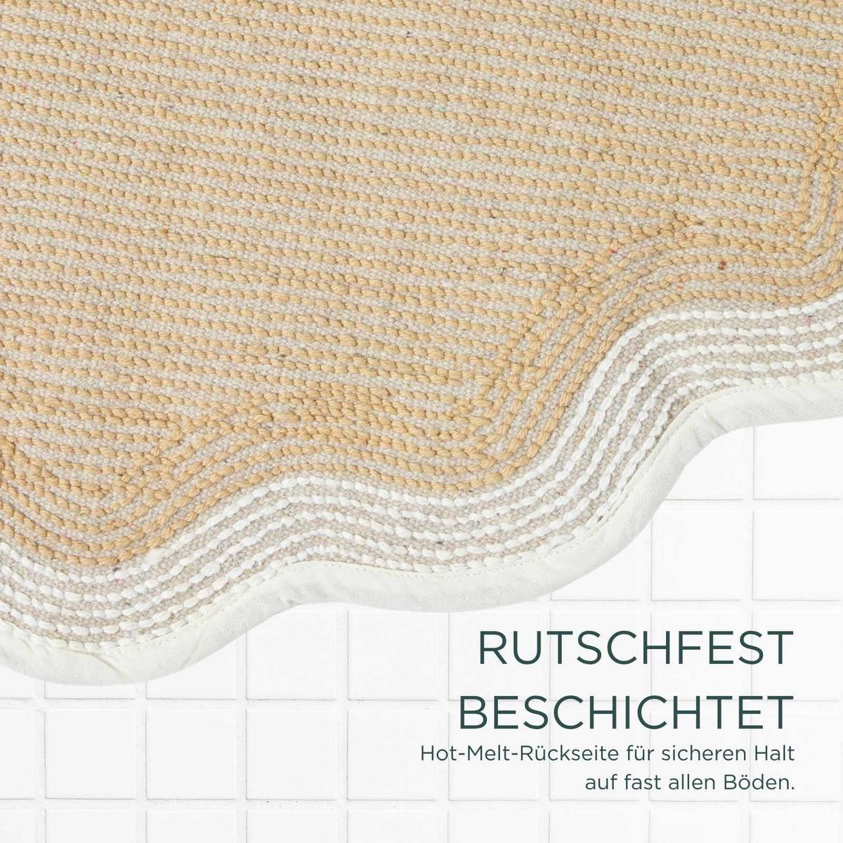 BADTEPPICH Wellenrand, rund 70 cm, 100 % Baumwolle - Beige, Textil (70/70cm) - Homescapes