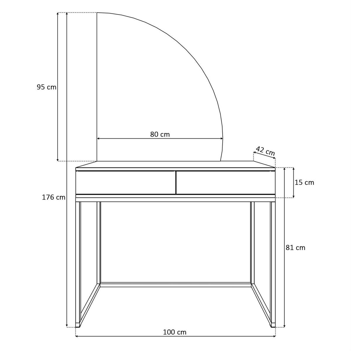 SCHMINKTISCH weiß QUINNIE GLAMOUR mit LED-Spiegel rechts PUSH OPEN - Silberfarben/Weiß, Holzwerkstoff (100/176/42cm) - Lookway