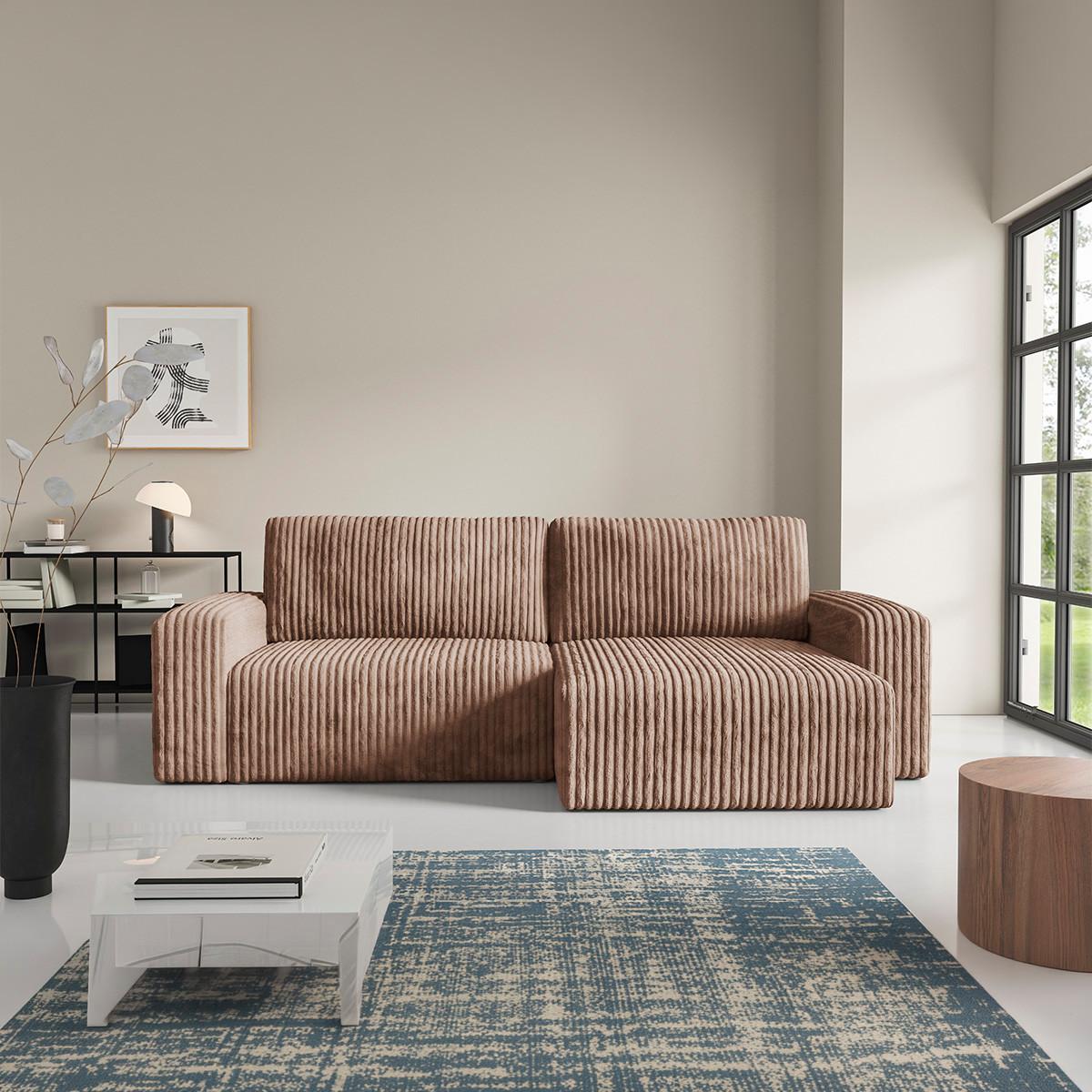 ECKSOFA Angela 3 Sitzplätze Hellbraun - Braun, Holz (252/149cm) - Petits-meubles