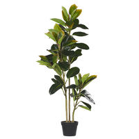 KUNSTPFLANZE Grün Ficus Elastica - Schwarz/Grün, Kunststoff (134cm) - Beliani