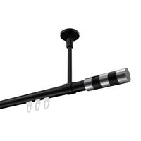 GARDINENSTANGE INNENLAUF Sonette Mavell 300 cm (geteilt in 3 x 100 cm), 1-läufig, 20 mm Ø Schwarz - Chromfarben/Schwarz, Metall (300cm) - INTERDECO