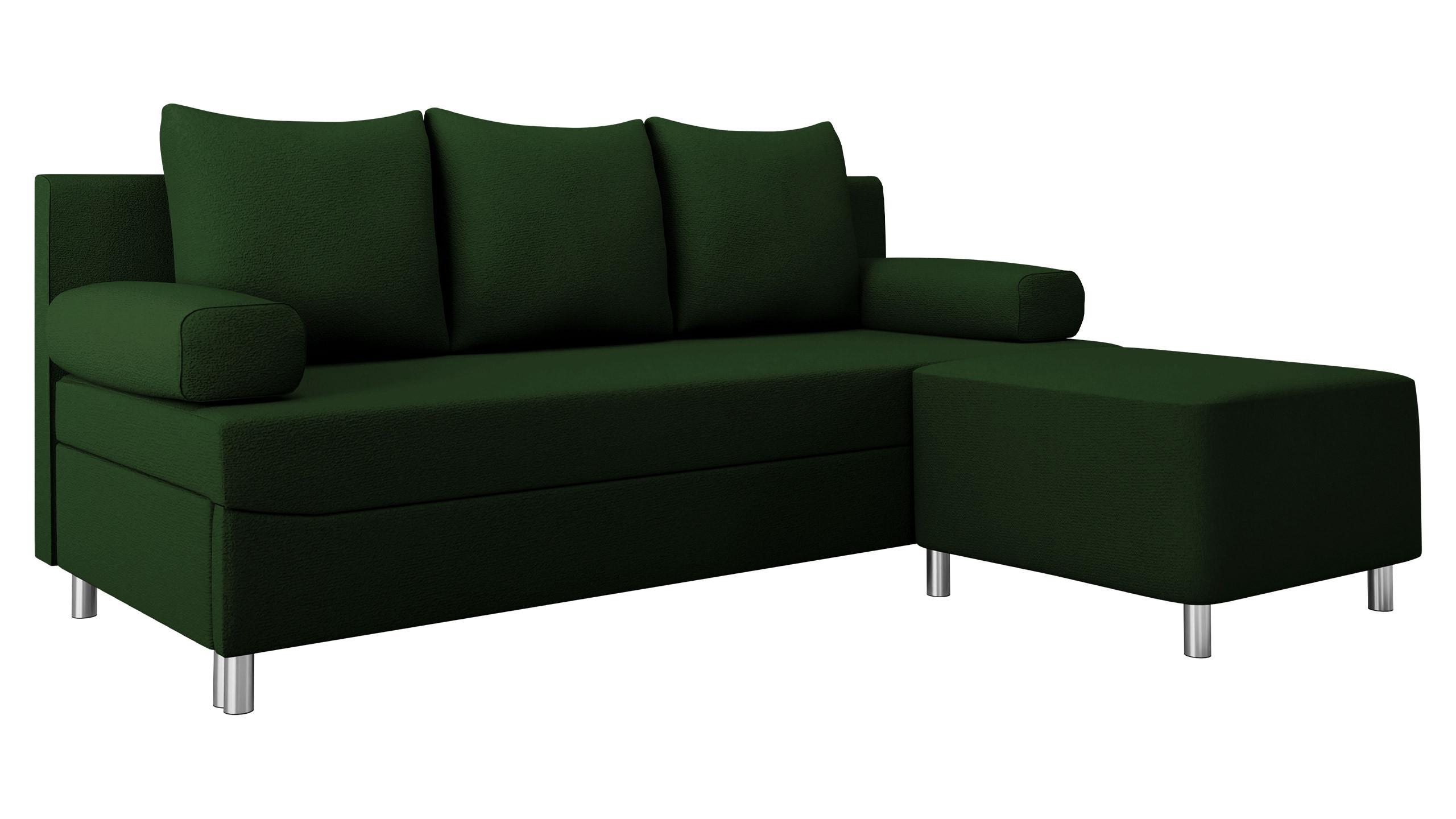 SCHLAFSOFA Dover mit Polsterhocker - Chromfarben/Grün, Holz/Kunststoff (192/86/80cm) - MIRJAN24