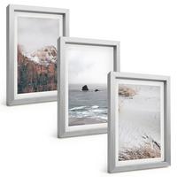 BILDER SET 3er Set - 20x30 cm Silberner Rahmen - Berge, Wolken, Meer, Sand, Natur - Silberfarben, Kunststoff (20/30cm) - TULUP