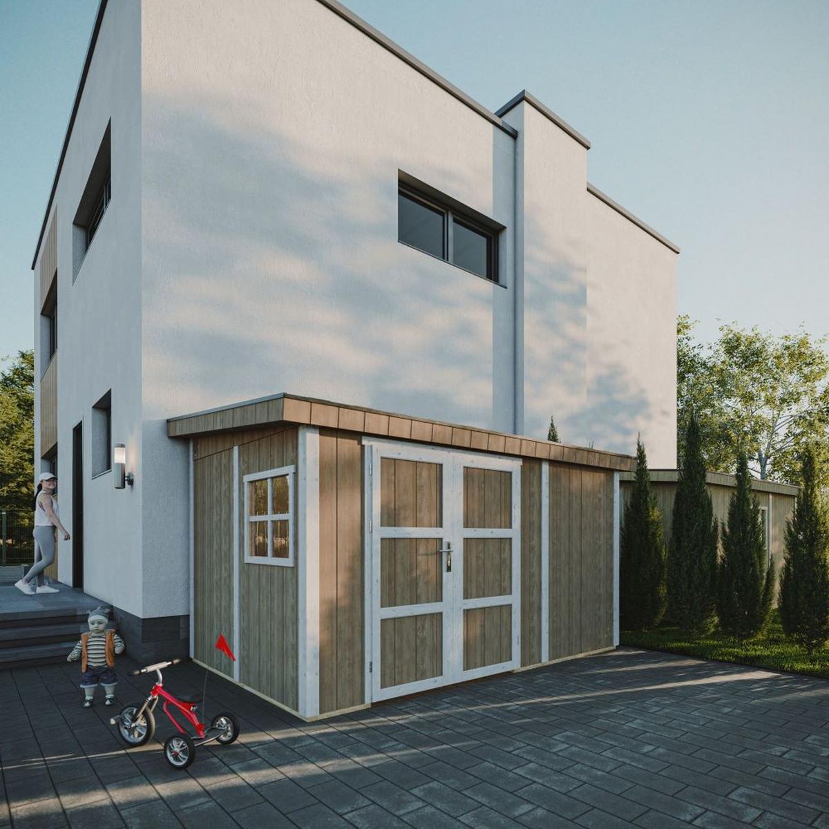 GARTENHAUS 8,68 m² - H231x248x412 cm - Ohne Boden und Seitenwand – M939B - Beige, Holz (236/231/368cm) - Timbela