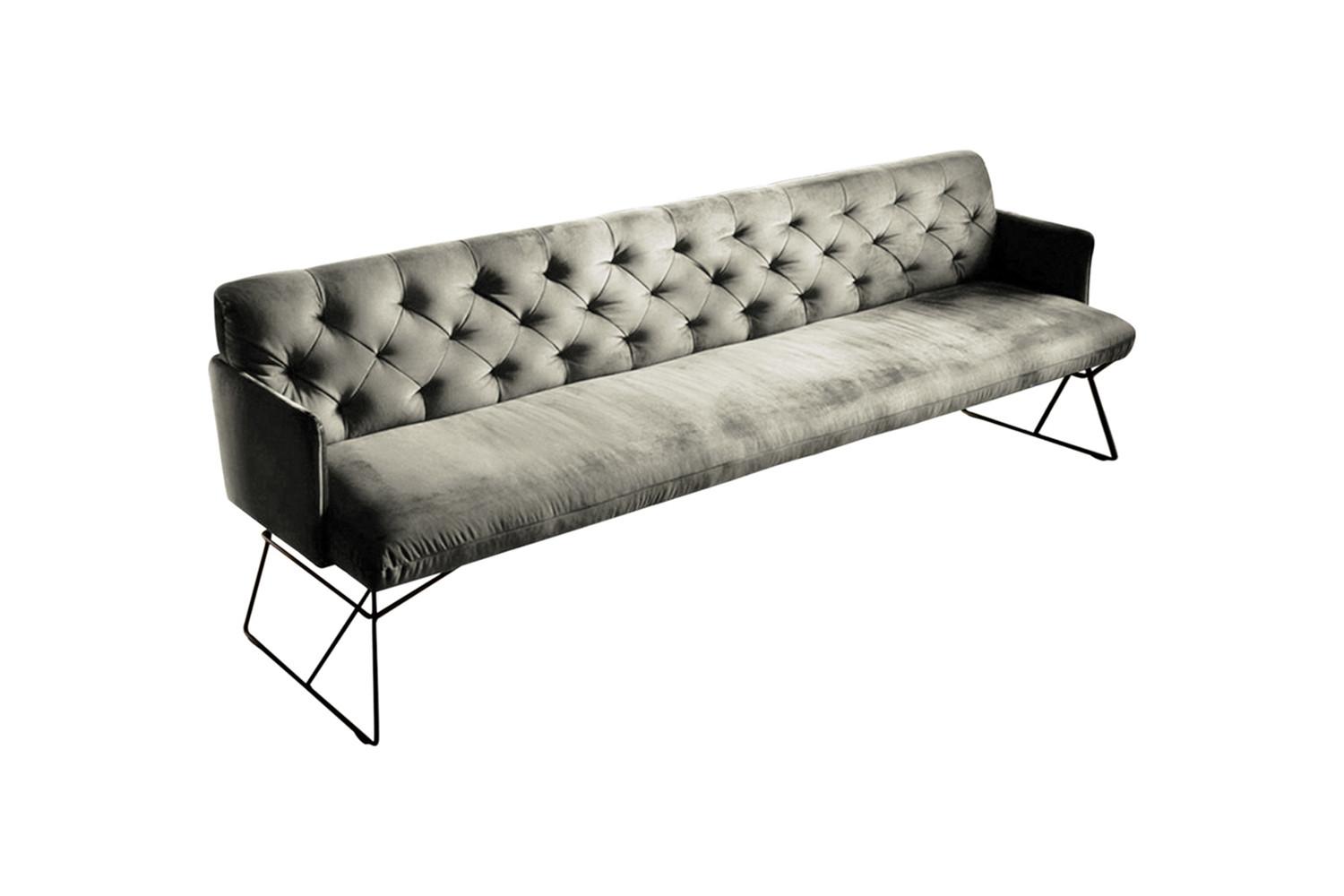ESSZIMMERBANK CHARME Silber Velvet - Silberfarben, Textil (166/85/68cm) - KAWOLA