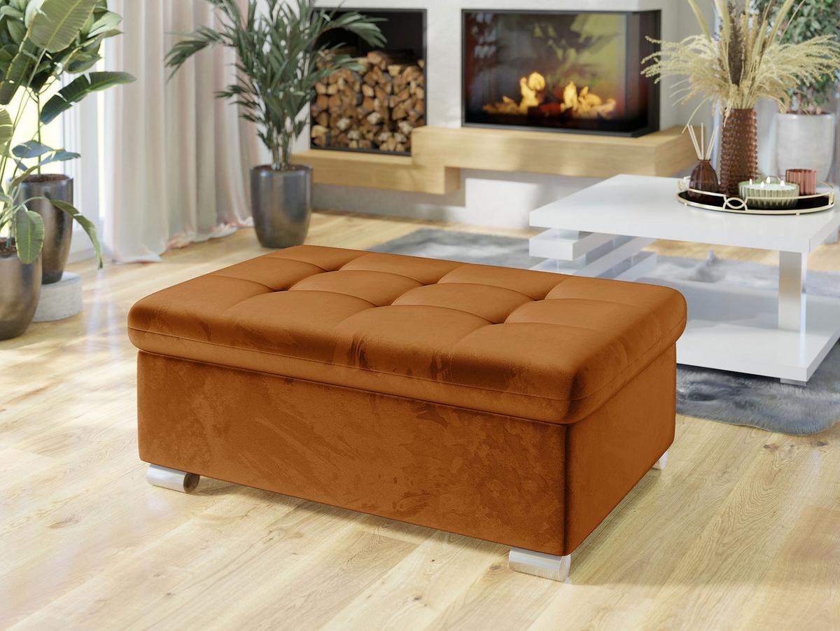 POLSTERHOCKER Niko Groß - Silberfarben/Bronzefarben, Holz/Textil (96/41/70cm) - MIRJAN24