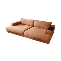 BIG SOFA XL MIT TABLETT MADELINE Braun Webstoff - Schwarz/Braun, Kunststoff/Textil (290/85/190cm) - KAWOLA