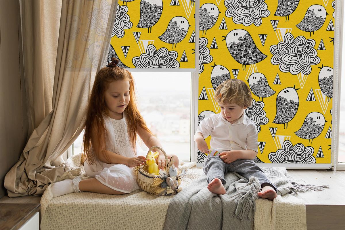 INNENROLLO - Fensterrollo - Rollo - 80x180 cm - Vögel - Grau, Kunststoff (80/180/0.5cm) - TULUP