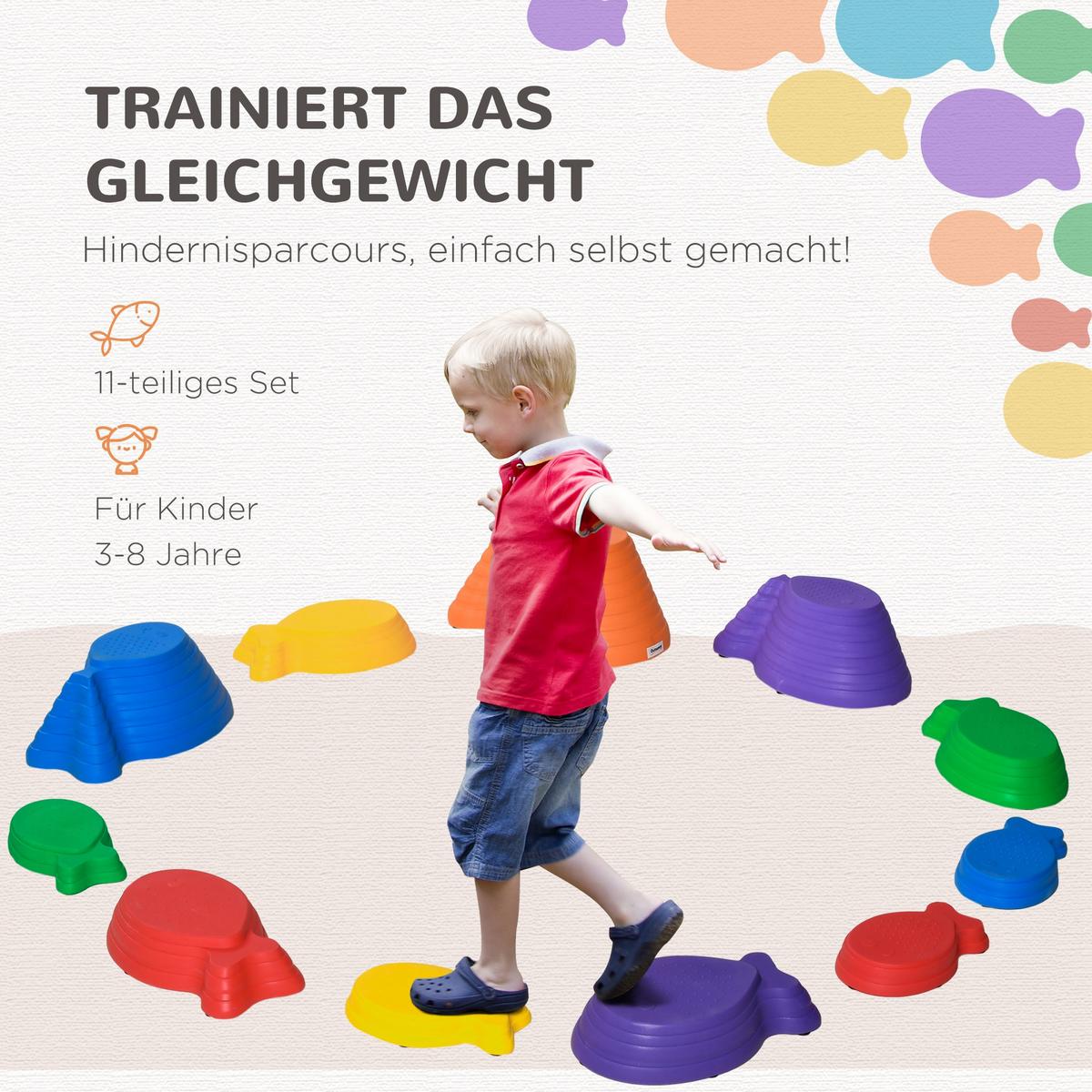 BALANCIERSTEINE für Kinder Flußsteine 11-teiliges Balance Steine - Multicolor, Kunststoff (31/20/42cm) - Outsunny