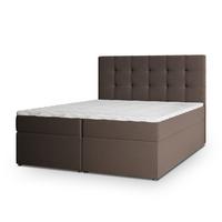 BOXBETT PALMA 160x200 cm mit Matratze und Topper, H2+H3 - Braun - Braun, Holz (160/200cm) - MASSENO