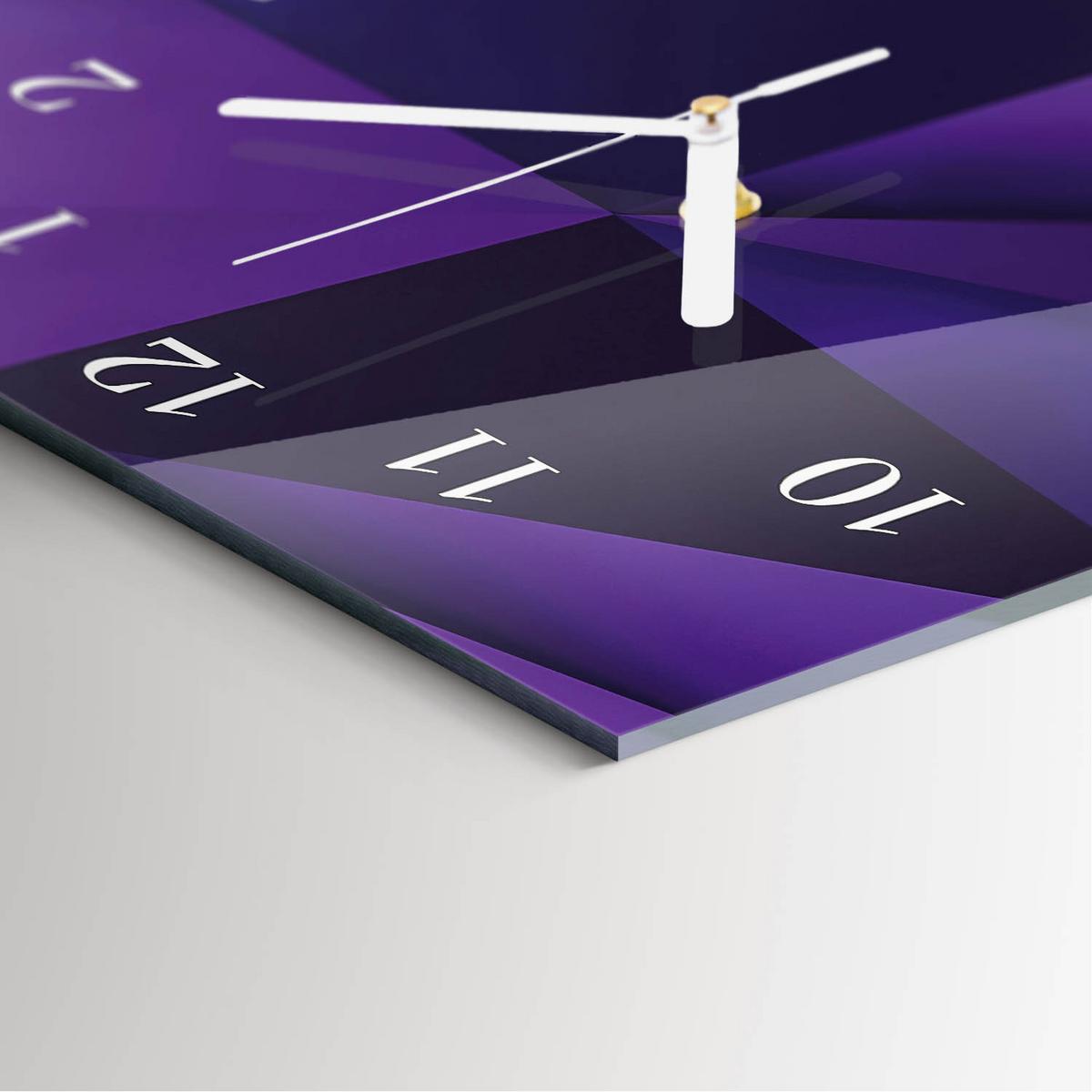 WANDUHR aus Glas 30x60 cm - Muster - Lila, Glas (30/60/0.4cm) - TULUP