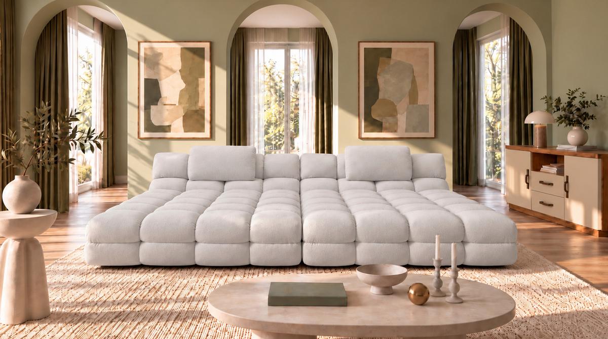 BIG SOFA AMIA Hellgrau Velvet - Hellgrau/Schwarz, Kunststoff/Textil (290/86/178cm) - KAWOLA