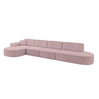 ECKSOFA Ottomane Links MARI-L3 - 413x171x79 cm Rosa Cord - Schwarz/Rosa, Holzwerkstoff/Kunststoff (165/406cm) - ALTDECOR