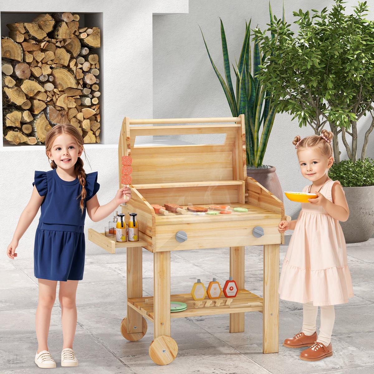 KINDERKÜCHE Outdoor Natur - Naturfarben, Holz (36/53/63cm) - COSTWAY