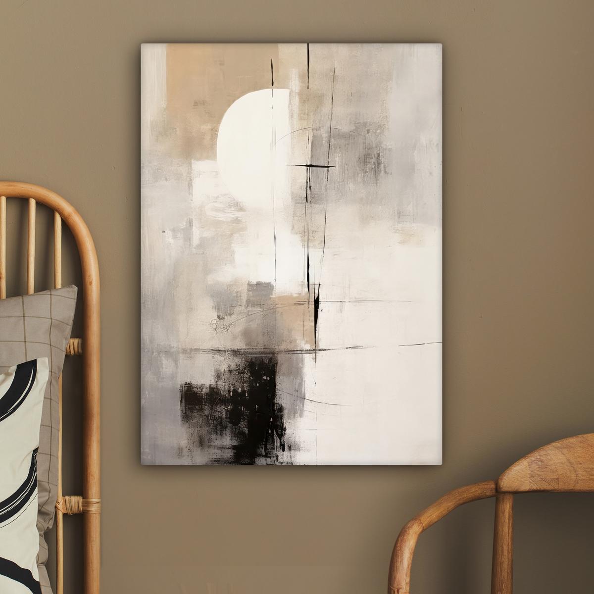 LEINWANDBILD Abstrakt - Kunst - Grau Wandbild Wohnzimmer 60x80 cm - Hellgrau, Textil (60/80cm) - MuchoWow
