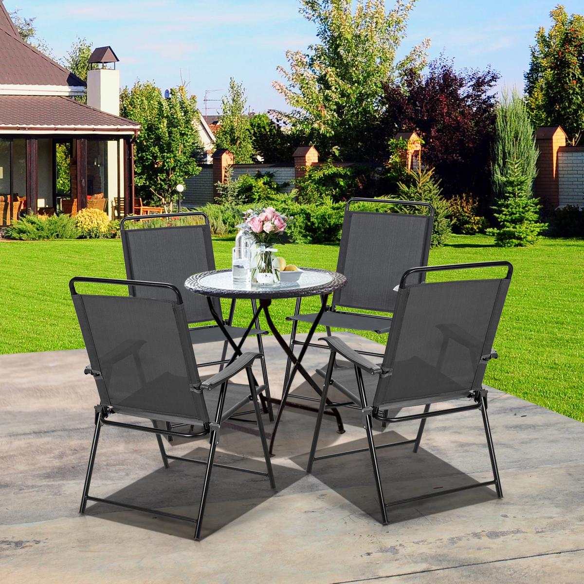 KLAPPSTÜHLE Grau (4-teilig) - Grau, Metall (63/92/59cm) - COSTWAY