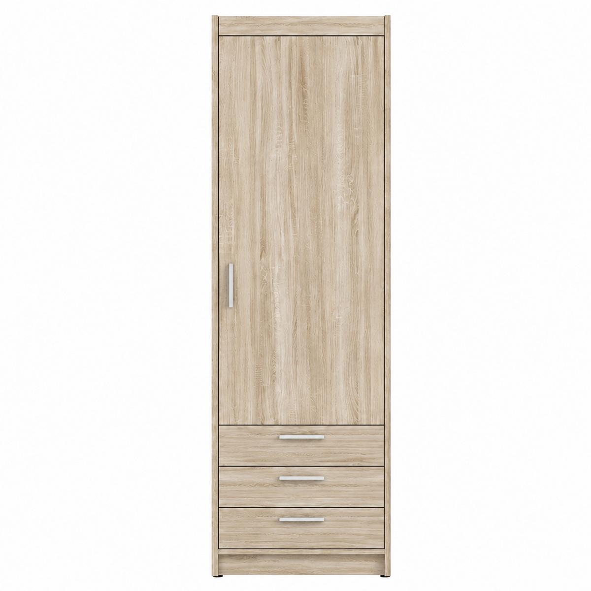 DREHTÜRENSCHRANK Elena mit 1 Tür und 3 Schubladen, Sonoma Eiche - Sonoma Eiche, Holzwerkstoff (60/190/53cm) - Beautysofa