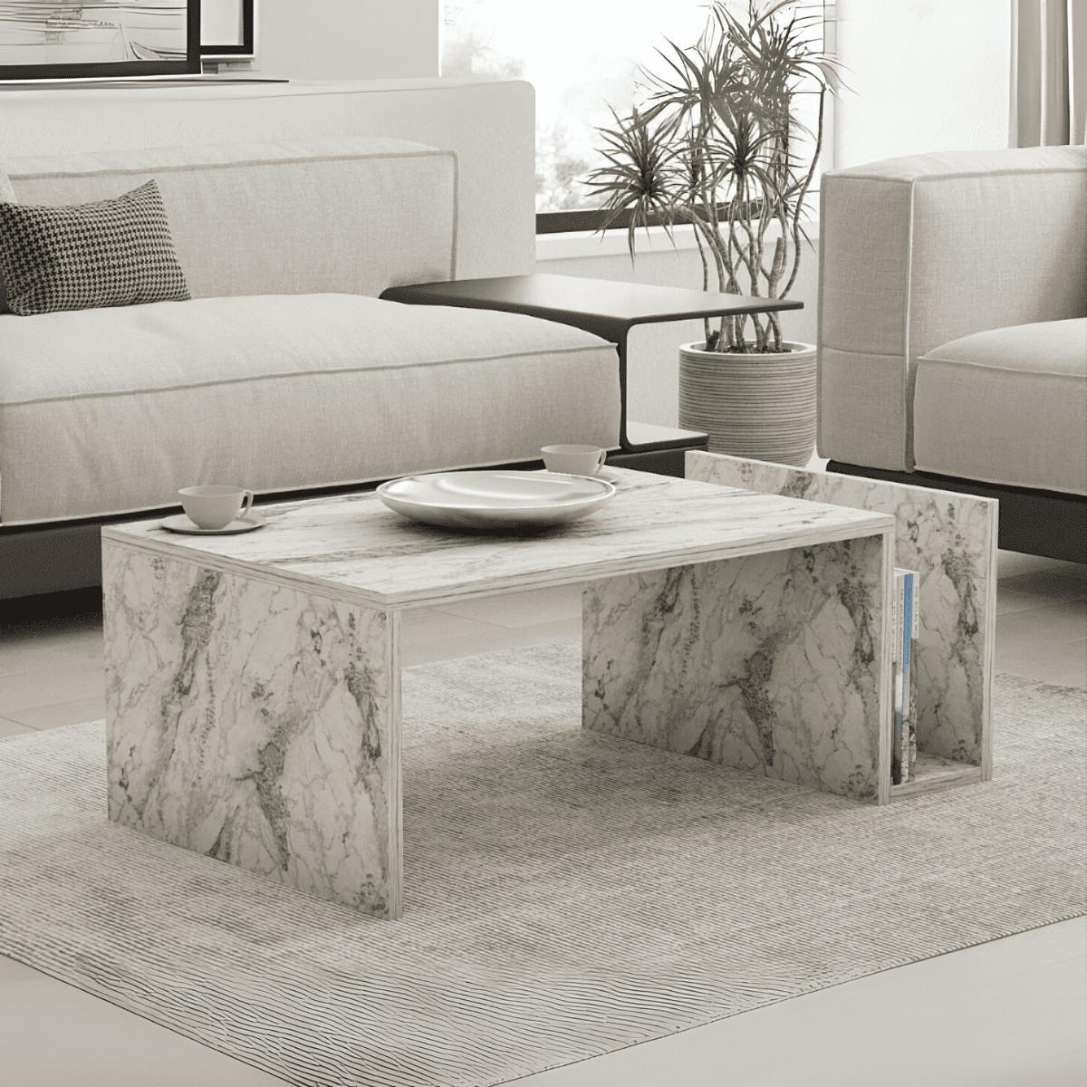 COUCHTISCH - memo 86,8/50/32,4 cm - Hellgrau, Holzwerkstoff (76/76/5cm) - Calicosy
