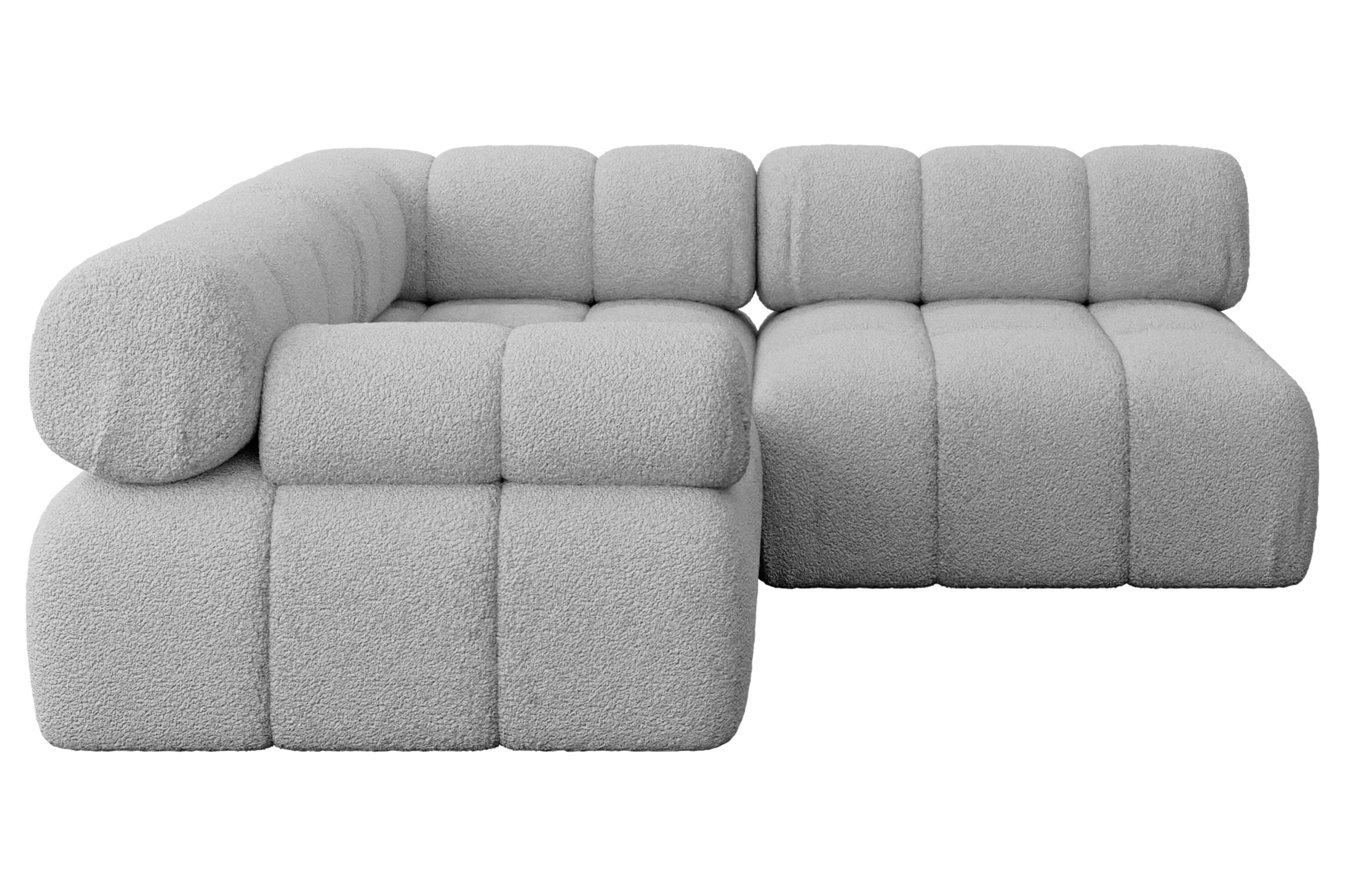 ECKSOFA modulares Sofa Mende-L1 - 190x190x70 cm Hellgrau Bouclé - Hellgrau, Holzwerkstoff/Textil (190/190cm) - ALTDECOR