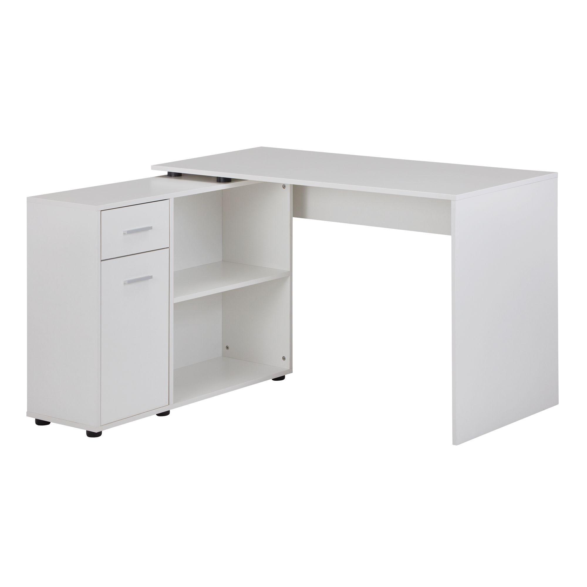 ECKSCHREIBTISCH Mit Regal Modern Design, Weiß 120x107x75 cm - Weiß, Kunststoff (107/120/75cm) - KADIMA DESIGN