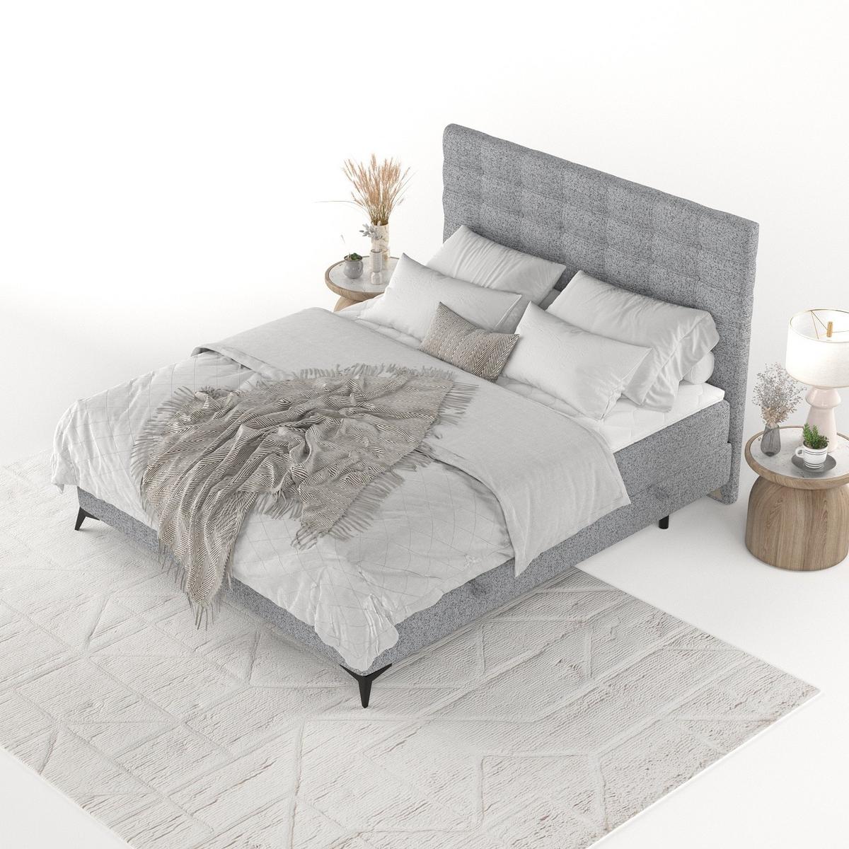 BOXBETT Niro 120/200 cm Grau im Riva Stoff - Schwarz/Grau, Holz/Holzwerkstoff (120/200cm) - AltaBeds