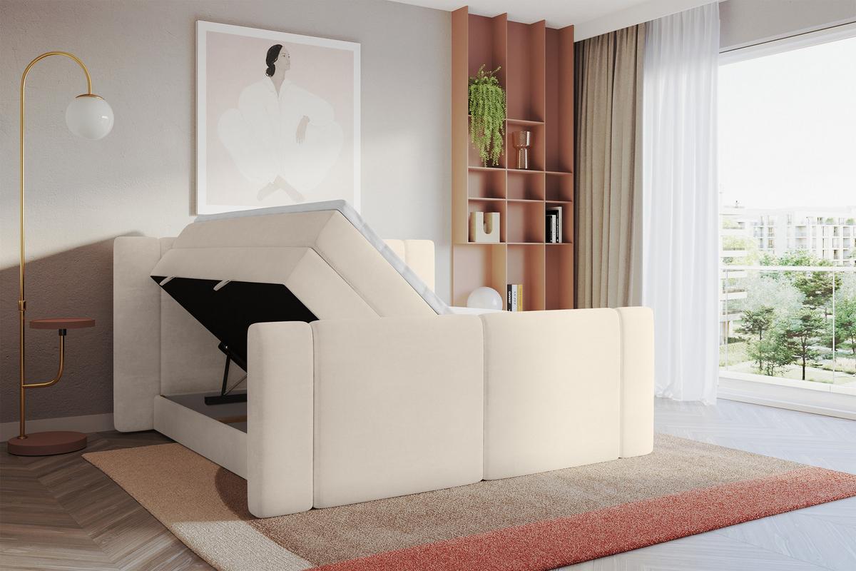 BOXSPRINGBETT mit Matratze H3/H4 - EVON KING Zanozek - 180x200 cm Beige - Champagner, Holzwerkstoff (180/200cm) - ALTDECOR