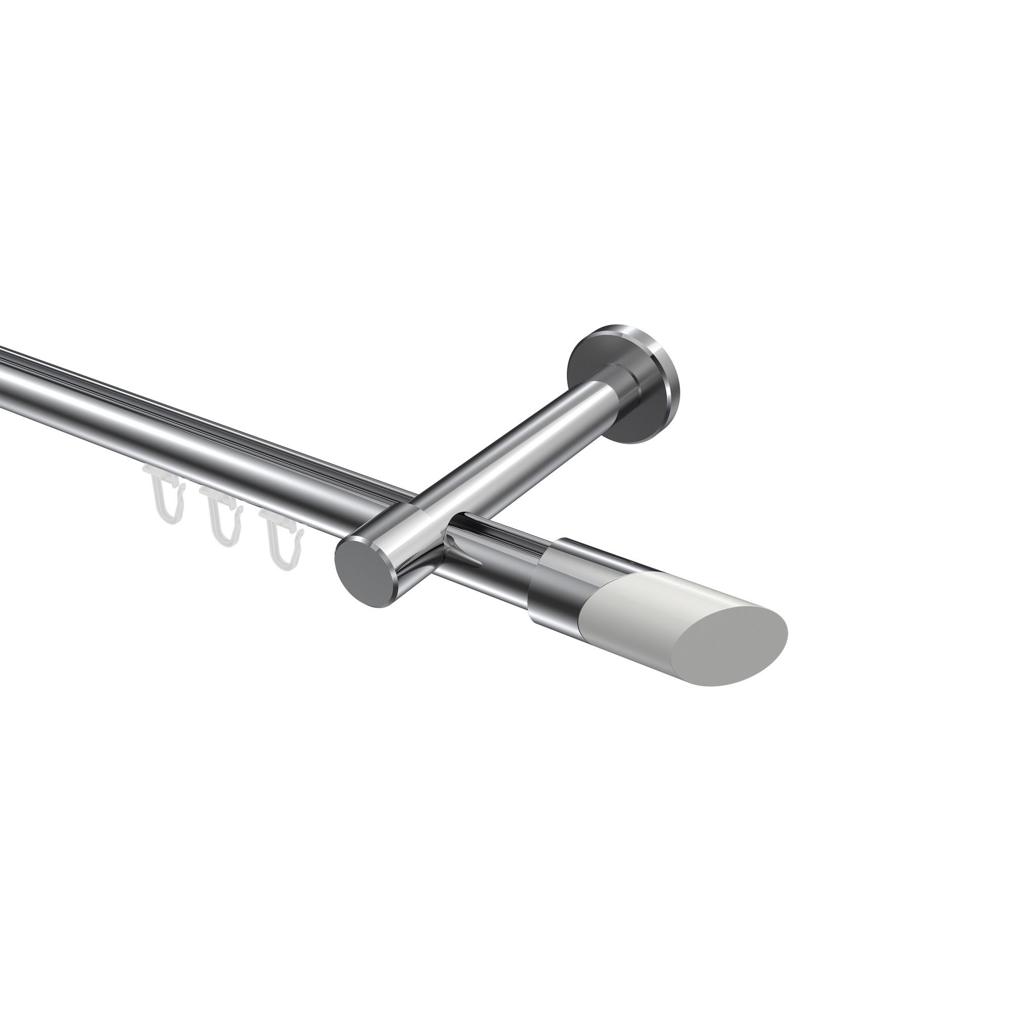 GARDINENSTANGE INNENLAUF Prestige Verano 280 cm (geteilt in 2 x 140 cm), 1-läufig, 20 mm Ø Chrom - Chromfarben/Weiß, Metall (280cm) - INTERDECO