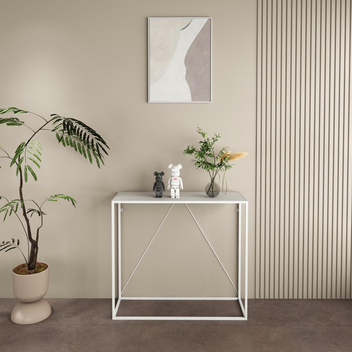 KONSOLENTISCH Austevoll - Weiß, Metall (30/90/80cm) - [en.casa]