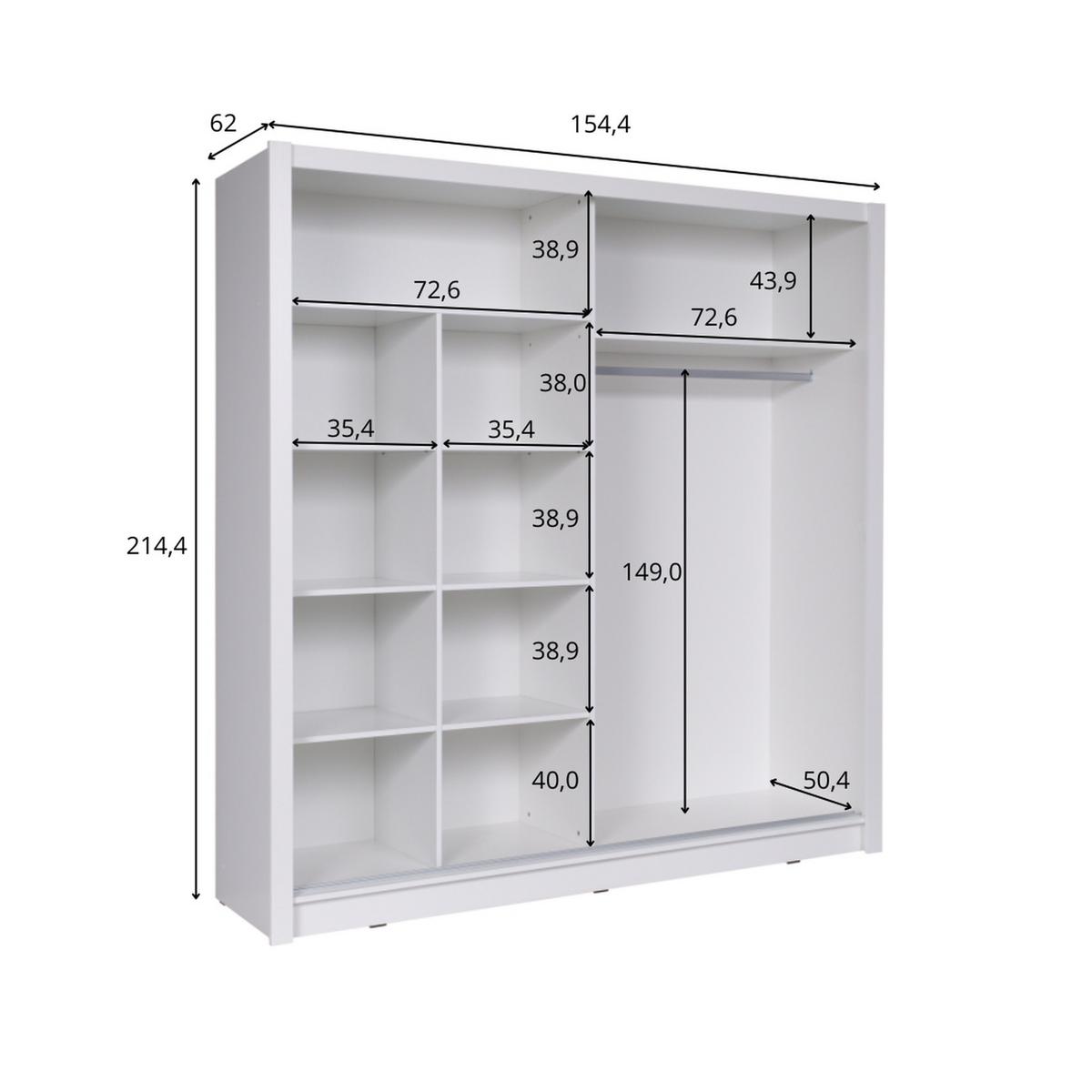 KLEIDERSCHRANK Graphit 155/214/62 - Graphitfarben, Holzwerkstoff (155/214/62cm) - RAUMHIRSCH FURNITURE