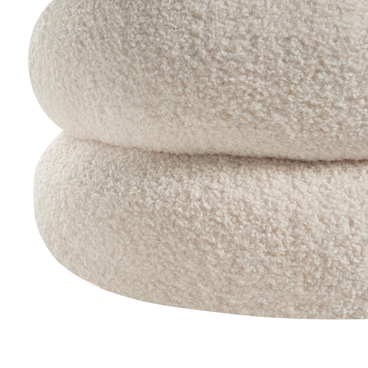 POUF Bouclé Cremeweiß Sumpter - Weiß, Textil (43/47/43cm) - Beliani