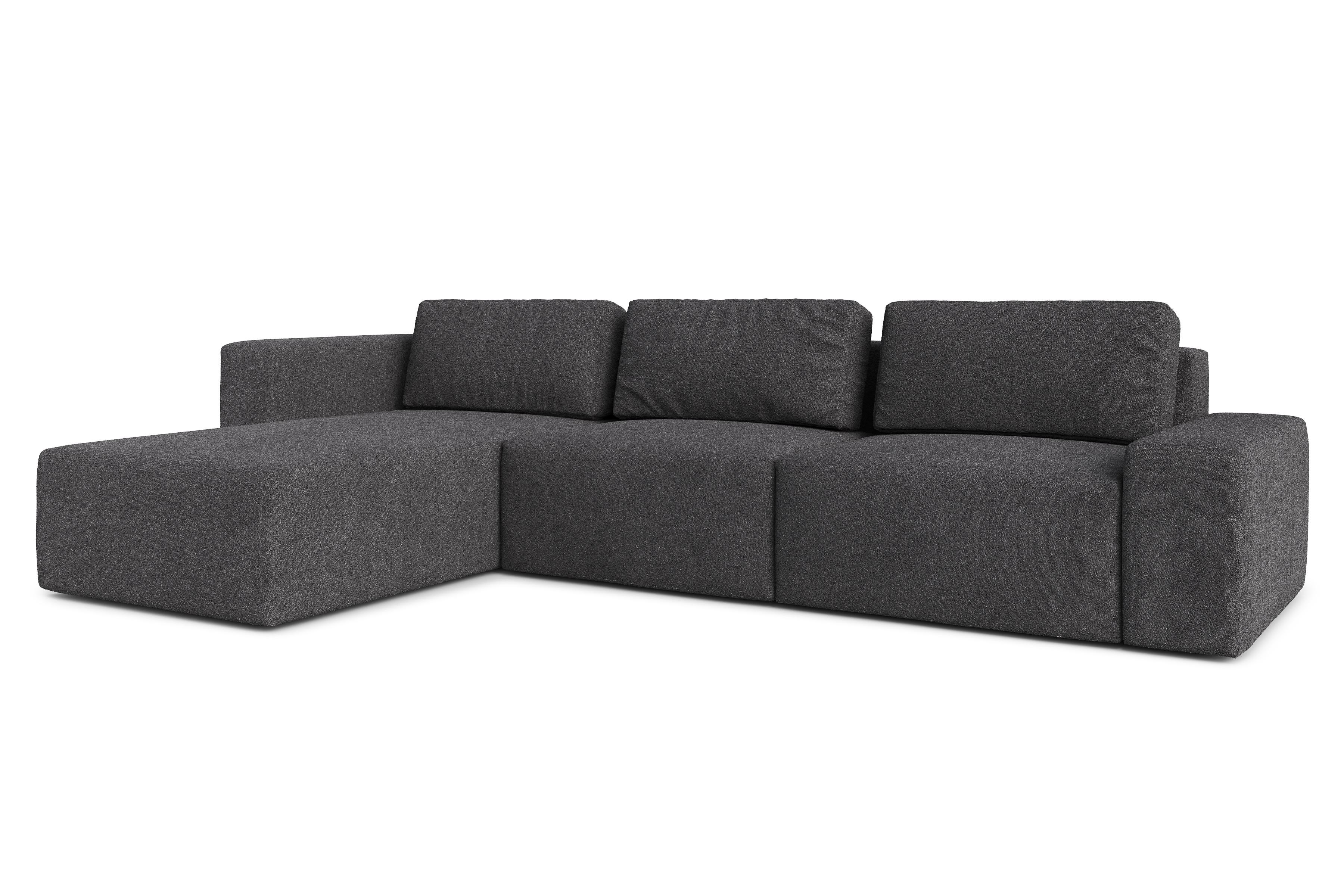 ECKSOFA L Form Arkleton Grau 360/180/93 cm Links Stil & Komfort - Dunkelgrau/Schwarz, Kunststoff/Textil (180/360cm) - AX Living
