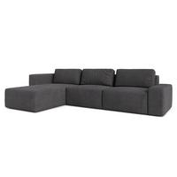 ECKSOFA L Form Arkleton Grau 360/180/93 cm Links Stil & Komfort - Dunkelgrau/Schwarz, Kunststoff/Textil (180/360cm) - AX Living