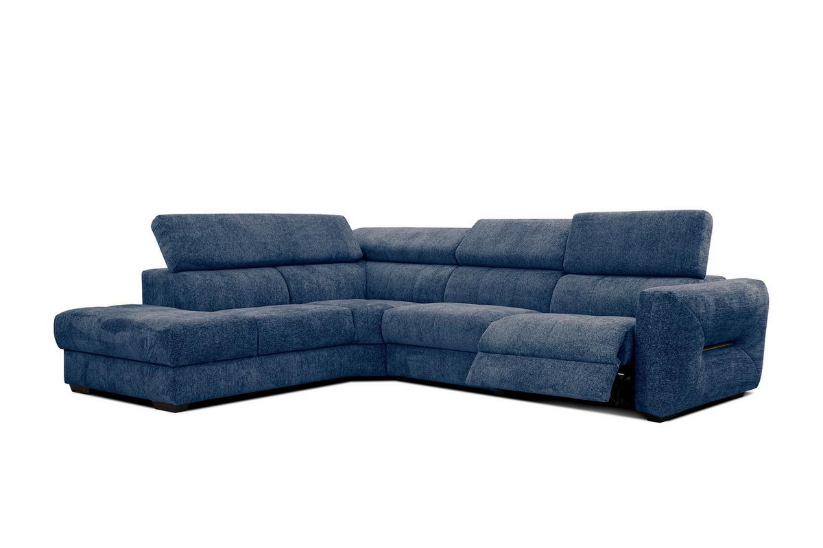 ECKSOFA CALVERA 5-Sitzer mit 1 Relaxfunktion, dunkelblau - Dunkelblau, Holzwerkstoff/Textil (239/298cm) - Wozimo