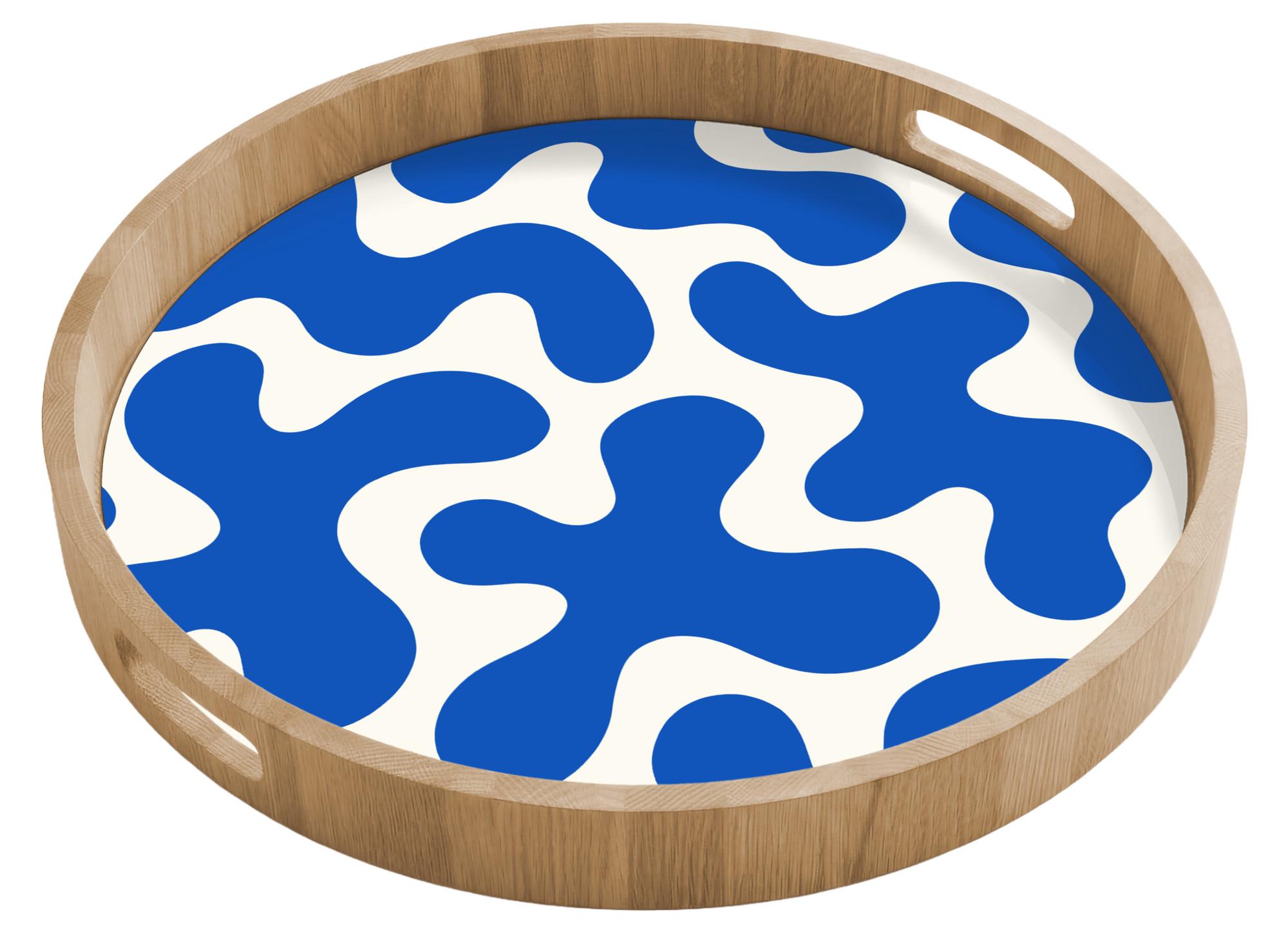 TABLETT Formen - Abstrakt - Blau - Wellen 50x50 cm - Blau, Holz (50/5/5cm) - OnlyWow