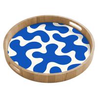 TABLETT Formen - Abstrakt - Blau - Wellen 50x50 cm - Blau, Holz (50/5/5cm) - OnlyWow