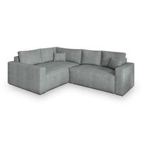 ECKSOFA ERONIS L-S Hellgrau Kordstoff mit Schlaffunktion - Hellgrau, Holz (265/194cm) - MASSENO
