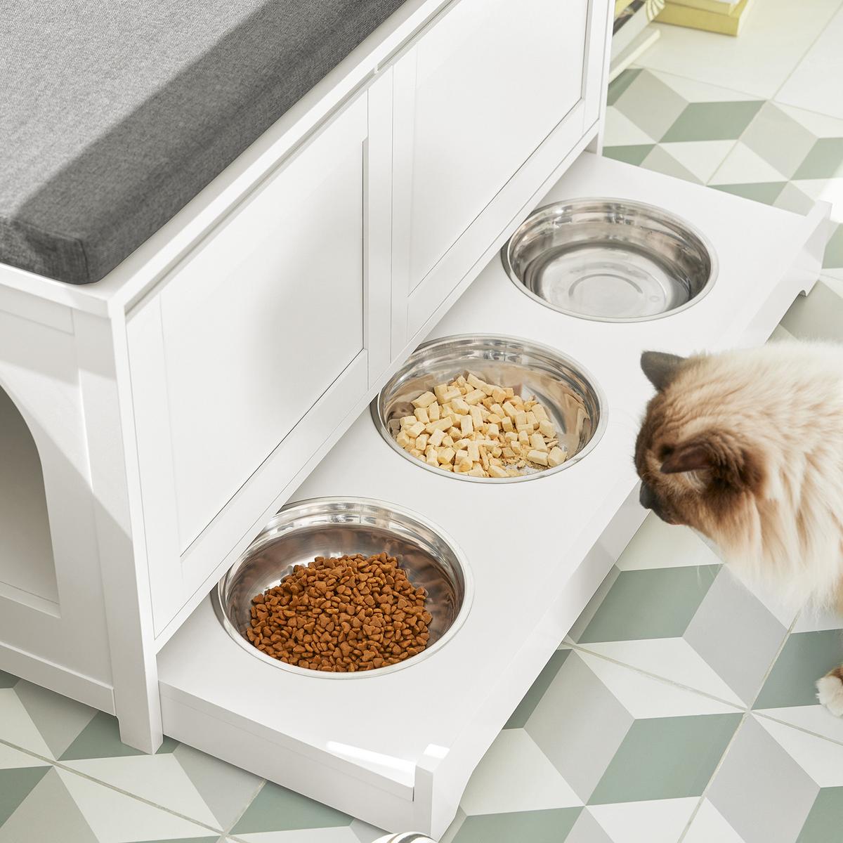 KATZENHAUS Weiß - Weiß, Holzwerkstoff/Metall (90/44/36cm) - SoBuy