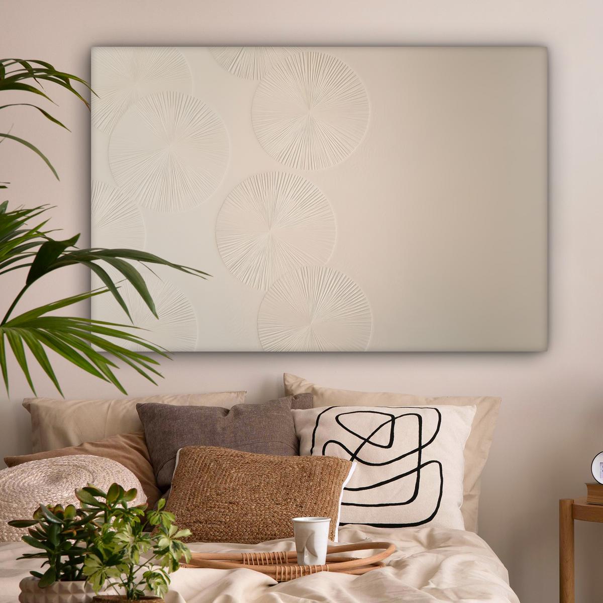 LEINWANDBILD Japandi - Beige - Modern Wohnzimmer Groß 120x80 cm - Ecru, Textil (120/80cm) - MuchoWow