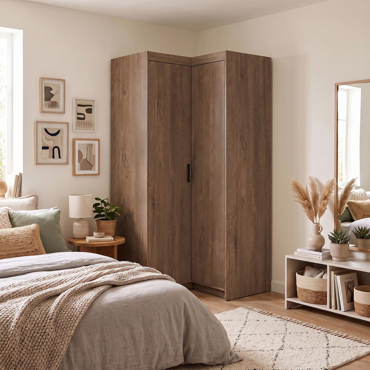 ECKSCHRANK Elena mit 2 Türen, 95x95 cm, Eiche Lefkas - Eichefarben, Holzwerkstoff (95/190.5/95cm) - Beautysofa