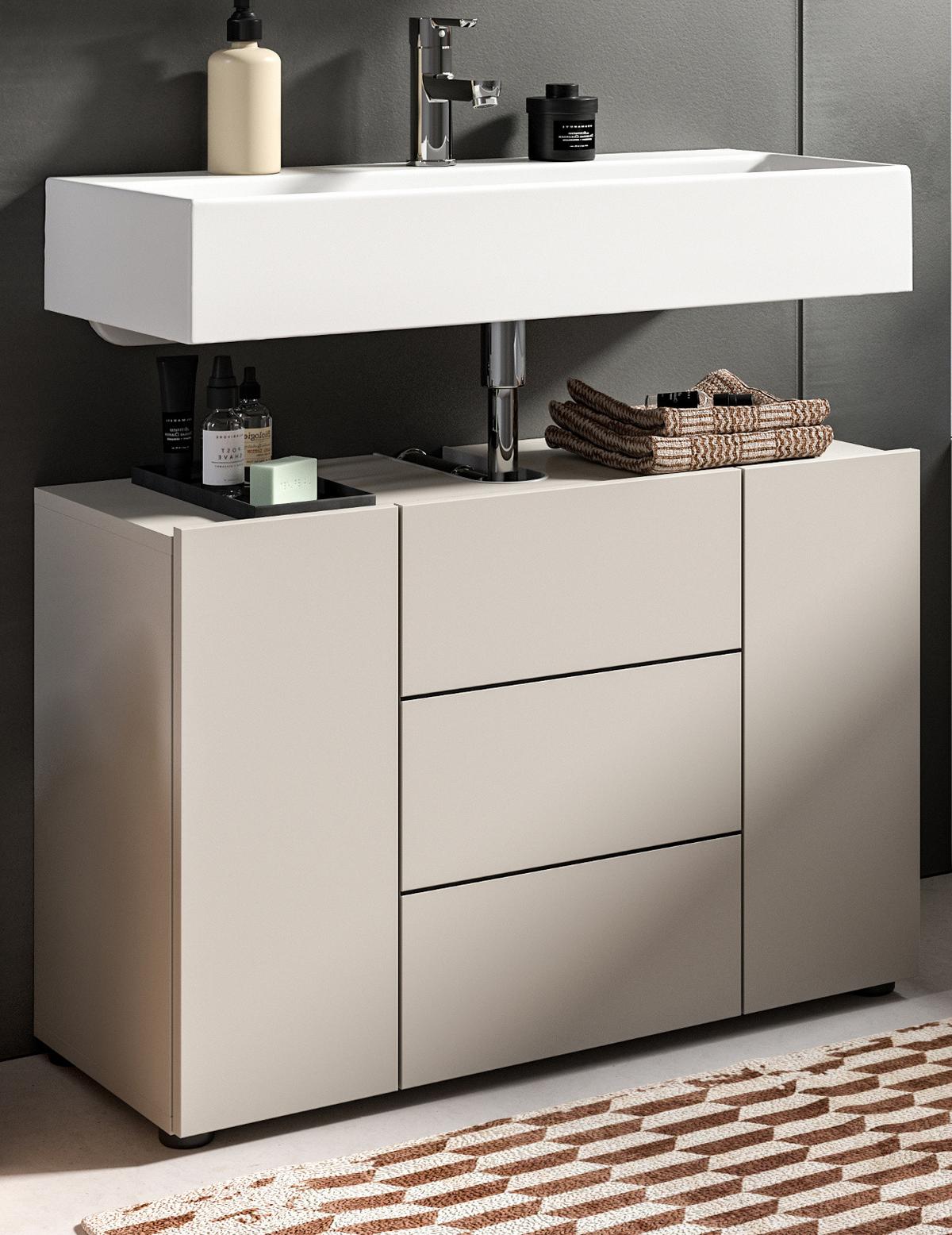 WASCHBECKENUNTERSCHRANK Kaschmir, Badezimmer Unterschrank Breite 80 cm - Kaschmir/Schwarz, Holzwerkstoff/Kunststoff (82/56/34cm) - Inn.Furn