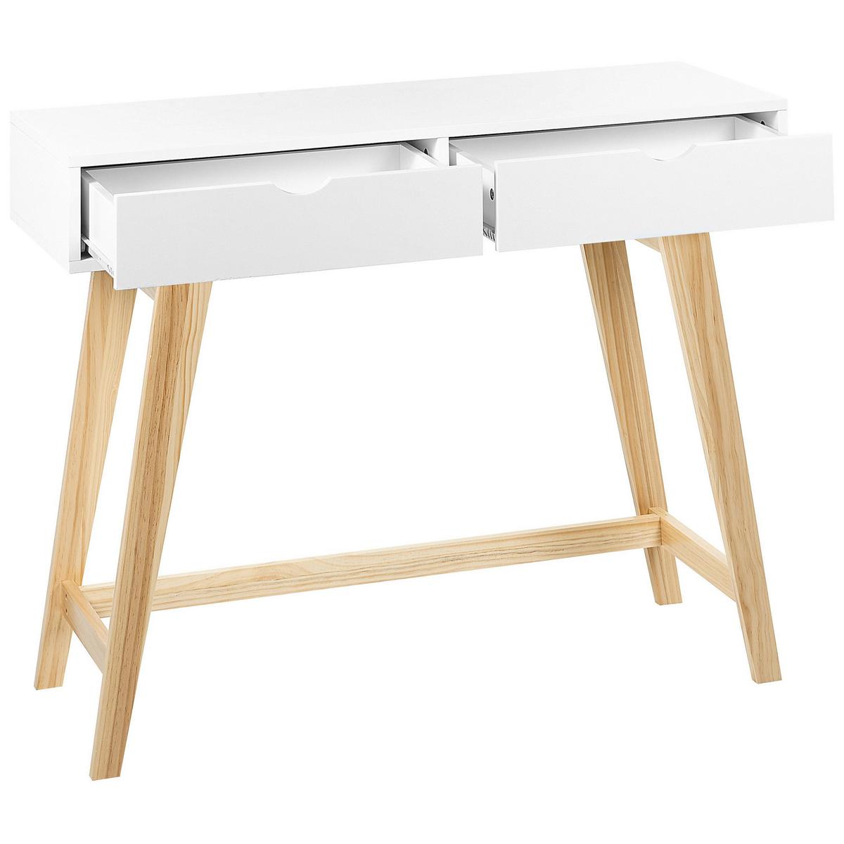 KONSOLENTISCH weiß 2 Schubladen Sully - Hellbraun/Weiß, Holzwerkstoff (35/100/78cm) - Beliani