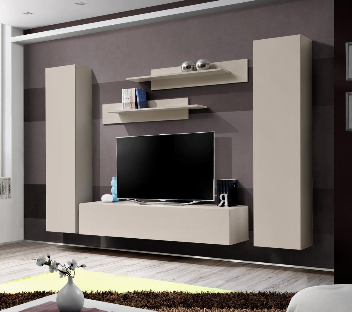 WOHNWAND Kaschmir 5-teilig 260 cm, Schrankwand hängend mit Push-to-Open - Kaschmir, Holzwerkstoff (260/170/40cm) - Inn.Furn