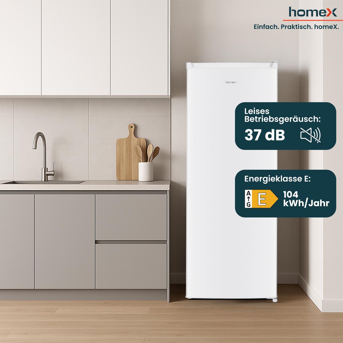 KÜHLSCHRANK CS2422E-W ohne Gefrierfach groß - 242 Liter, freistehend, 143 cm hoch, weiß - Weiß, Glas/Kunststoff (54.5/143/55.5cm) - homeX