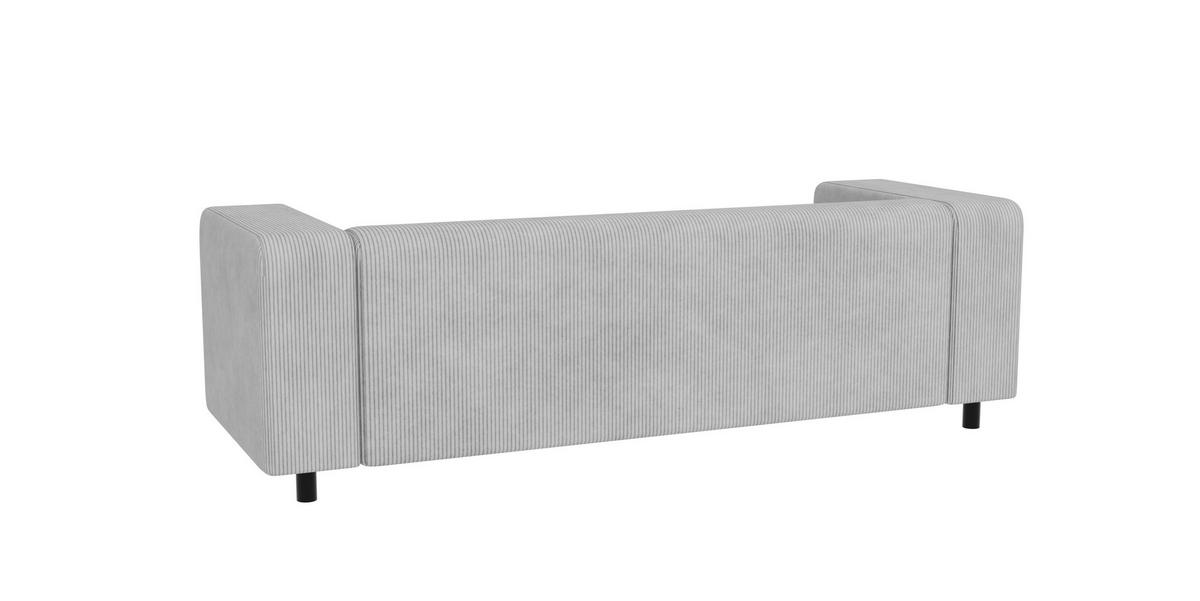SITZGARNITUR 3+2 Tove Hellgrau Cord - Hellgrau/Schwarz, Holz/Kunststoff (175/65/80cm) - S-Style Möbel